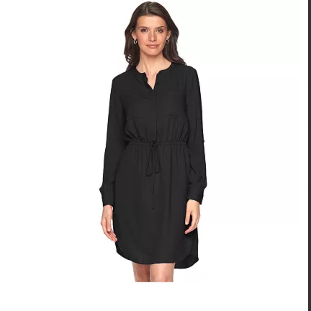 Apt. 9 Black Crepe Shirt Dress with pockets